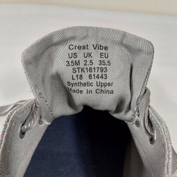 Sperry Crest Vibe Silver Sparkle Ribbon Topsider Sneaker - Excellent Cond - 3.5 - Picture 11 of 11